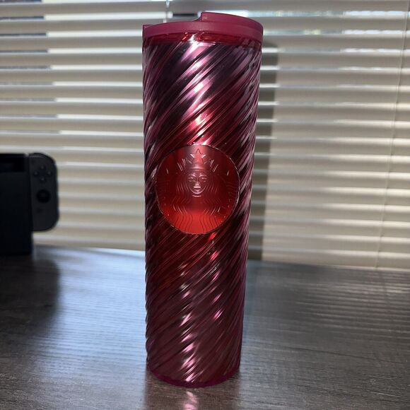 Starbucks 2022 Holiday Candy Cane‎ Swirl Acrylic Tumbler 16oz Travel Mug - Picture 1 of 6